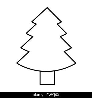 christmas tree fir simple icon pictogram outline vector illustration Stock Vector