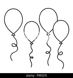 balloons simple drawing outline for coloring book vector illustration Stock Vector