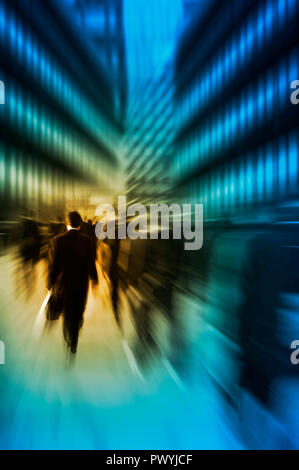 business people in rush hour, motion blur effect Stock Photo