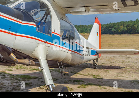 Gifhorn, Germany, September 16, 2018: Small single engine sports aircraft at the flight days 2018 Stock Photo