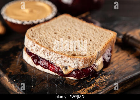 Peanut butter and jelly sandwich Stock Photo