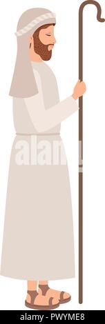 saint joseph with cane character Stock Vector