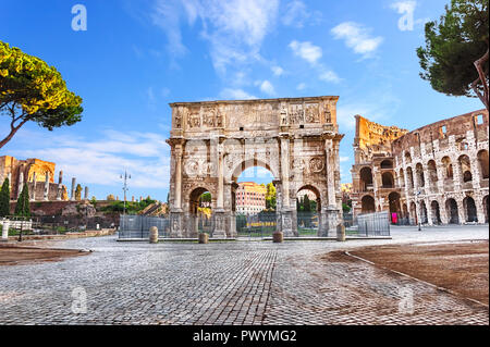 The Arch of Constantine and the Coliseum View Stock Photo