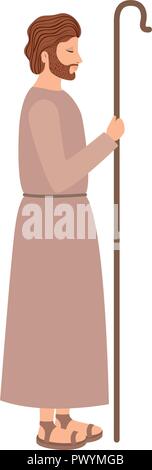 saint joseph with cane character Stock Vector