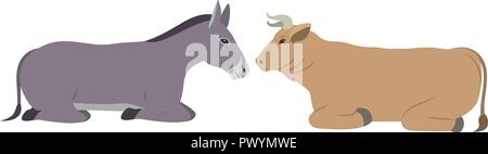 cute mule and ox manger characters Stock Vector