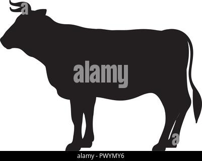 Ox Animal Silhouette Stock Vector Art & Illustration, Vector Image ...