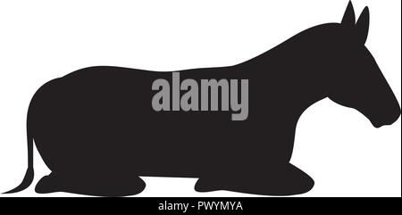 cute mule silhouette manger character Stock Vector