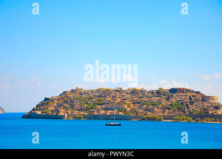 view on the Spinalonga island at Crete in Greece Stock Photo