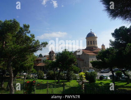 Gori Holy Archangels Orthodox Church Common View with Blue Sky from Park Stock Photo