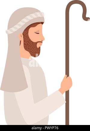 saint joseph with cane character Stock Vector