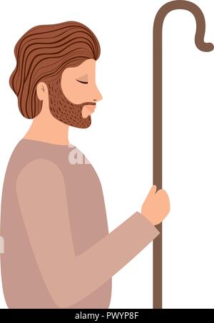 saint joseph with cane character Stock Vector
