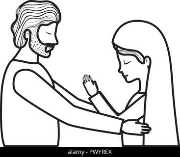 virgin mary and saint joseph Stock Vector