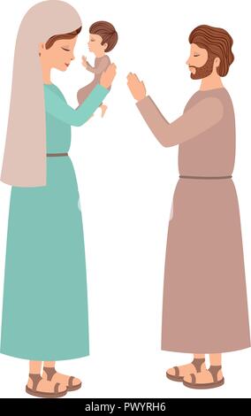 holy family manger characters Stock Vector