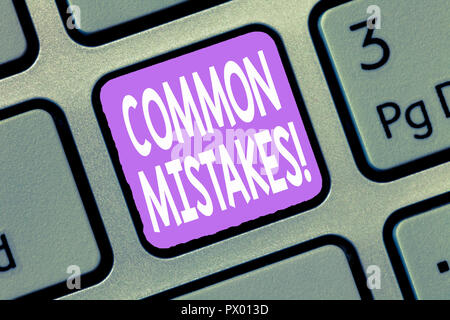 Word writing text COMMON MISTAKES. Business concept for Prevalent error and issues that occur repetitively. Stock Photo