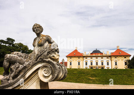 Castle and gardens at Slavkov chateau, Austerlitz, Czech Republic Stock Photo