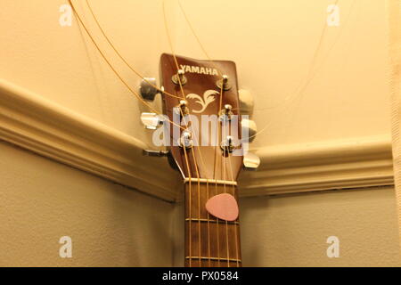 close-up of acoustic guitar Stock Photo