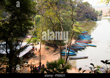 HPA-AN, MYANMAR – MARCH 2018: View outside from the Sadan cave near Hpa-An in Myanmar Stock Photo