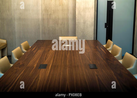 Empty conference room interior with table and chairs Stock Photo