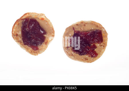 Peanut butter and jelly on an english muffin Stock Photo