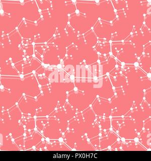 Seamless pattern with structures of molecules and communication. Scientific concept. Medical, chemistry, science background. Stock Vector