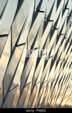 Exterior view of The MAAT - Museum of Art, Architecture and Technology, Lisbon, Portugal. Close up detail of the facade. Stock Photo