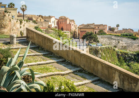 Cagliari cityscape, skyline of Cagliari, Sardinia island, Italy viewed from panoramic lookout point in the castle district. Stock Photo