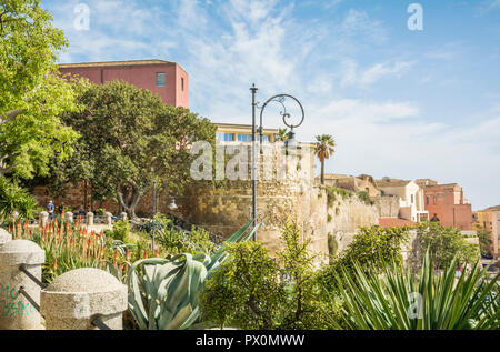 Cagliari cityscape, skyline of Cagliari, Sardinia island, Italy viewed from panoramic lookout point in the castle district. Stock Photo