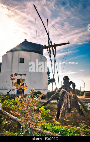 Windmill in Vejer de la Frontera, a beautiful town in the province of Cadiz, in Andalusia, Spain Stock Photo