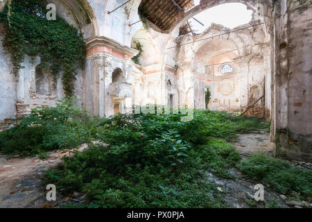 Interior view of an abandoned church in Italy. Stock Photo