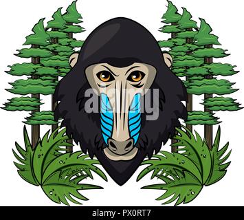 Mandrill face cool sketch Stock Vector