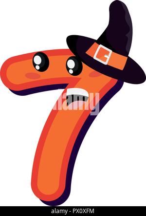 kawaii cartoon number halloween character vector illustration Stock Vector