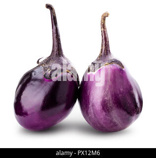 Fresh aubergine (eggplant ) isolated on white background. Clipping path Stock Photo