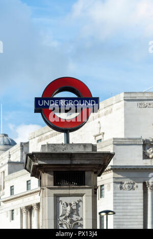 London Underground sign at Bank station, London. Stock Photo