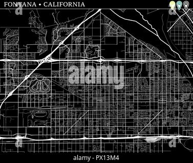 Fontana California City Map USA labelled black illustration Stock ...