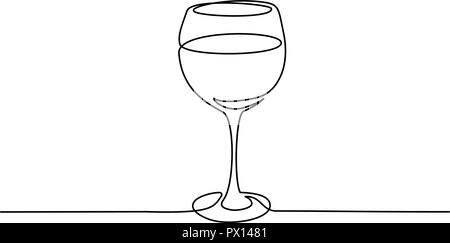 Continuous one line drawing. Wine glass. Vector illustration Stock Vector