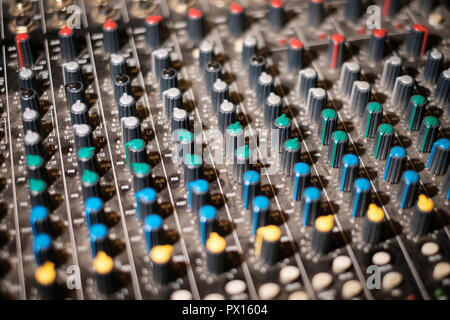 studio mixer knobs - music equipment, sound controller Stock Photo