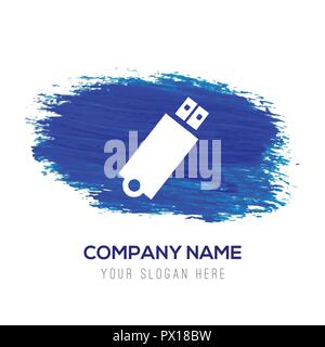 USB icon - Blue watercolor background Stock Vector