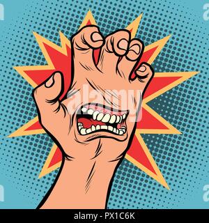 mouth emotion anger hand scratch gesture Stock Vector