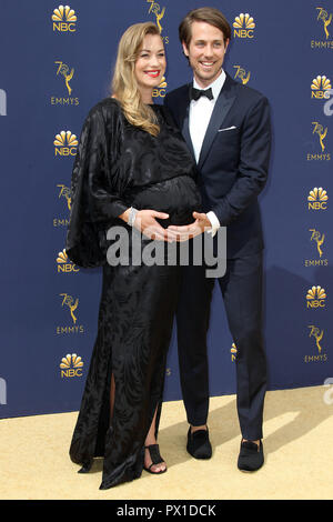 70th Emmy Awards (2018) Arrivals held at the Microsoft Theater in Los Angeles, California.  Featuring: Yvonne Strahovski, Tim Loden Where: Los Angeles, California, United States When: 17 Sep 2018 Credit: Adriana M. Barraza/WENN.com Stock Photo