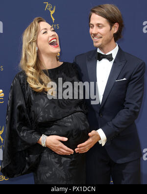 70th Emmy Awards (2018) Arrivals held at the Microsoft Theater in Los Angeles, California.  Featuring: Yvonne Strahovski, Tim Loden Where: Los Angeles, California, United States When: 17 Sep 2018 Credit: Adriana M. Barraza/WENN.com Stock Photo