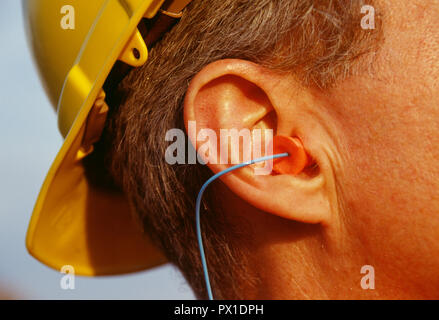 Construction Worker Wearing Safety Equipment, USA Stock Photo