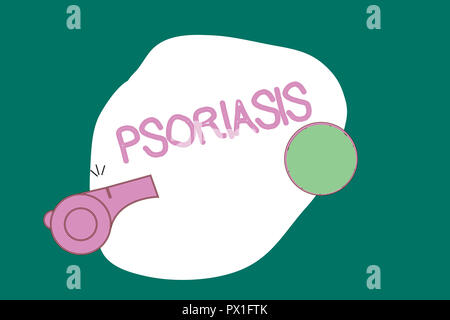 Writing note showing Psoriasis. Business photo showcasing Common skin condition that speeds up the life cycle of skin cells. Stock Photo