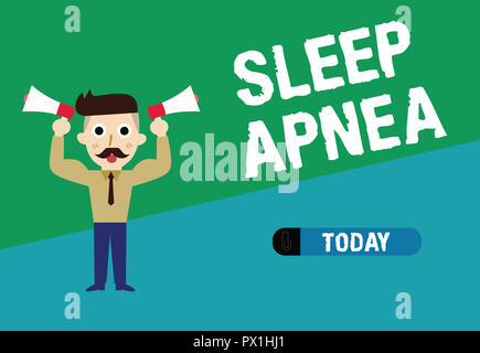 Handwriting text writing Sleep Apnea. Concept meaning The temporary stoppage of breathing during sleep Snoring. Stock Photo