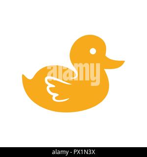 Cute Yellow Duck Kid Play Vector Symbol Graphic Logo Design Stock Vector