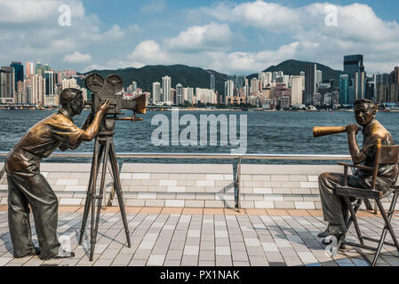 Kowloon , Hong Kong, China- June 9, 2014: statues Avenue of Stars Tsim Sha Tsui Kowloon in Hong Kong Stock Photo