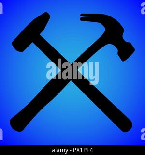 hammer silhouette isolated on blue background vector illustration Stock Vector