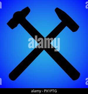 hammer silhouette isolated on blue background vector illustration Stock Vector
