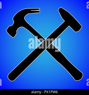 hammer silhouette isolated on blue background vector illustration Stock Vector