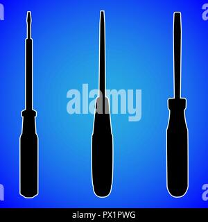 screwdriver silhouette isolated on blue background vector illustration Stock Vector