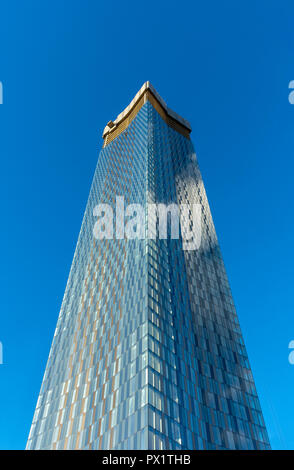 One of the four Deansgate Square apartment blocks under construction (Sept 18).  Manchester, England, UK. Stock Photo